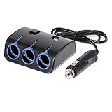 Okra® In-car 3 Sockets Cigarette Lighter DC 12V/24V Car Charger Splitter Multiplier + Dual USB Ports for all Apple or Android Smartphones & Tablets. GPS and all Electronic Devices (3 LED Sockets + 2 USB Ports) - Lifetime Warranty Included
