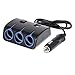 Okra In-car 3 Sockets Cigarette Lighter DC 12V/24V Car Charger Splitter Multiplier + Dual USB Ports for all Apple or Android Smartphones & Tablets. GPS and all Electronic Devices (3 LED Sockets + 2 USB Ports) Included