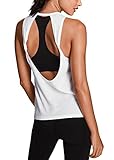 Mippo Women's Sexy Backless Shirt Yoga Tank Tops Twist Open Back Shirt Plain Sleeveless Comfort Summer Workout Tops Gym Crop Tops Activewear for Juniors White M