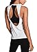 Mippo Women's Cute Open Back Tank Tops Sexy Backless Workout Tops Yoga Shirts Loose Fit Muscle Tanks Work Out Shirts Woman Sleeveless Athletic Sports Clothes Fashion 2019 White M