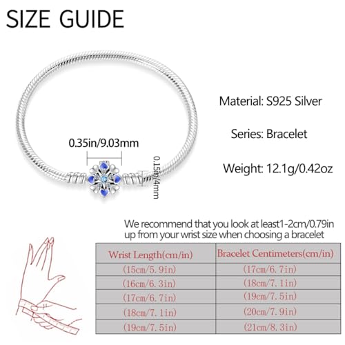Pandach Pulsera de Mujer plata 925 Compatible con Abalorios, Serpiente Pulsera Compatible con Pandora Abalorios