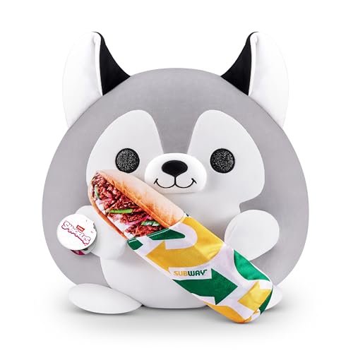 Snackles Super Sized 35 cm, Husky (metro), by ZURU Knuffelig Squishy Comfort 35 cm pluche met licentiesnack merkaccessoire (Husky)