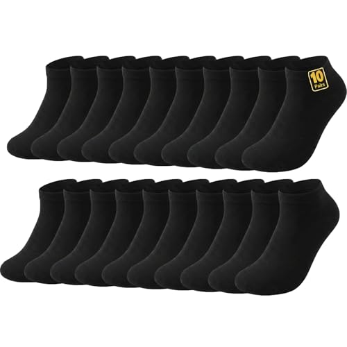 10 Paires Chaussettes Basses Homme Femme - Coton Socquettes Peigné