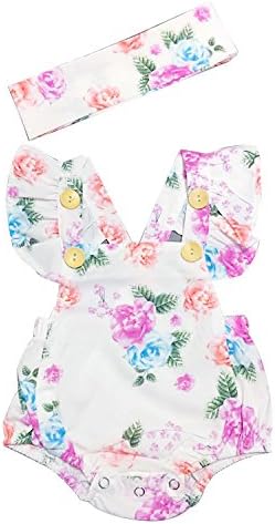 Baby Girls 2pcs Sets Cotton Ruffles Romper Outfits Clothes