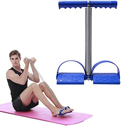 Seryo Blue Sit Up Exerciser Abdominal Elastic Pull Rope Spring Tension Rope Foot Pedal Yoga Sport Fitness Equipment Resistance Training Leg Stretching Expander