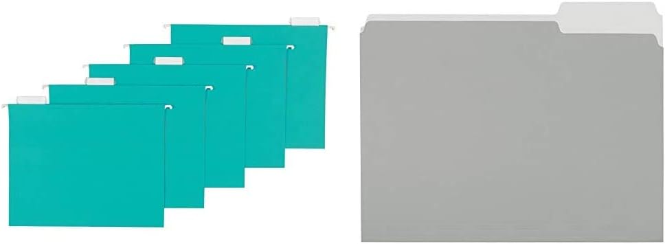 Basics Hanging Folders, Letter Size, Gray, 25-Pack : Office Products