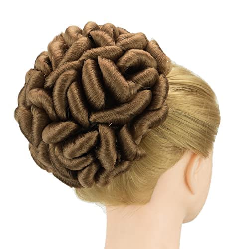 IMISSU Large Size Braided Messy Curly Hairstyle Scrunchies Chignon Dancer Hair Cover Donut Hairpiece Hair Buns Wig Updo for Party (Copper)