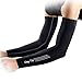 Compression Arm Sleeves, UV Protection Cooler, Sports Elbow Warmers Support for Cycling,Golf,Hiking,Baseball,Basketball 1 Pair (M, Black)