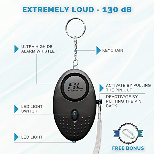 SLFORCE Personal Alarm Siren Song 130dB Safesound Personal Alarms for Women Keychain with LED