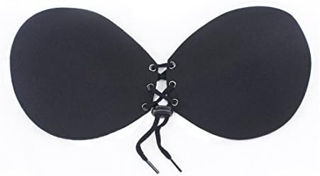 Melldci Women's Backless Strapless Adhesive Invisible Silicone Bras (B, Black)