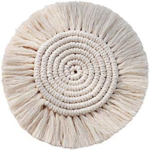 Luckycyc Weave The Cup Mat, Macrame Northern European Type Pure Handmade Braid Cotton Cup Pad Woven Coasters Scorching Pads Mats Residence Ornament For Drink Residence Kitchen