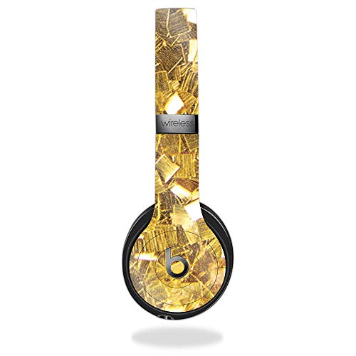 MightySkins Glossy Glitter Skin for Beats Solo 3 Wireless - Gold Chips | Protec…