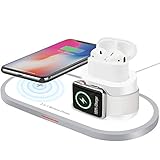 Wireless Charger, AUDON 3 in 1 Wireless Charging Pad for iPhone Apple Watch iWatch Series 4/3/2/1& AirPods, Qi Fast Wireless Charging Station Pad for iPhone Xs Max/Xs/Xr/X/8/8 Plus (White)