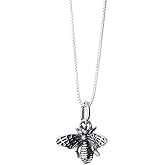 Dtja Vintage Bee Necklace for Women Girls Men 925 Sterling Silver Oxidized Charm Bumblebee Honeybee Pendant Choker Necklaces Adjustable Box Chain 18 inches Fashion Punk Retro Jewelry