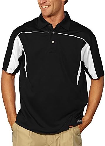 Pro Celebrity Men's Grand Prix Polo Shirt (3 XL, Black & White)