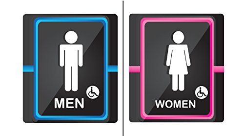 2 pack Bathroom Signs, Elegant and modern Restroom Signage for Office, Restaurant Night club or any Store – 8” x 8” With disable icon.