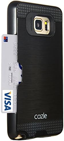 Galaxy Note 5, Dual-layer Heavy Duty Matte Rugged Protective Cover Case with Credit Card Slot Holder for Samsung Galaxy Note 5 by Cazle (Black)