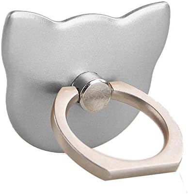 Acyan Phone Ring Holder 360°Rotation Universal Cellphone Finger Ring Stand Kickstand Grip For iPhone Smartphone and Tablets (Silver, Cat)
