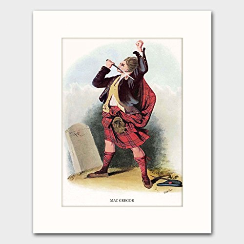 MacGregor Clan, Scottish Last Name Art w/Mat (Traditional Highland Dress Wall Decor) --- Matted Print