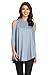 A+D Womens Soft Jersey 3/4 Sleeves Crewneck Top w/ Cold Shoulders (S-XL)