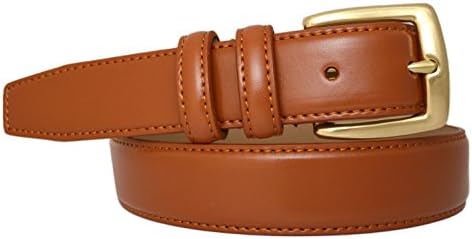 0211 - Toneka Men's Feather Edge Leather Dress Belt with Brass Buckle (42 (fits 40" waist), TAN)