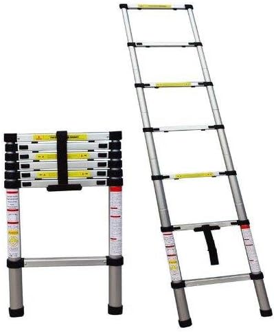 Insasta 2 m Telescopic Aluminium Extendable Folding Step Ladder (Silver)