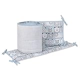 Dwell Studio Bear Hugs 4 Piece Nursery Crib Bumper, Blue, Gray