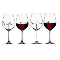 Mintuse Shark Wine Glasses With Shark Inside for Adult - 21X7.5CM 300 ML - Home Original Shark Red Wine Glass with Shark Inside Wine Bottle Crystal Wine Glasses for Party Wedding Flutes Glass (4PC)