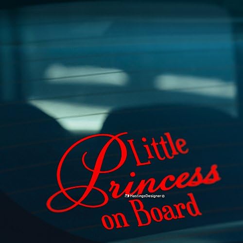HastingsDesigner LITTLE PRINCESS ON BOARD Funny Novelty Car,Bumper,Window Vinyl Decal Sticker (Red)