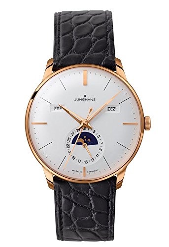 Junghans Watch Meister Calendar Automatic Rose Gold PVD Case Matte-Silver Dial Day Date Month 027/7203.01