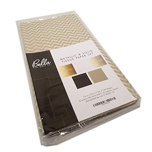 Metallic Wrapping Tissue Paper Set - 120 Sheets - 14" x 20" - Patterned and Solid Color