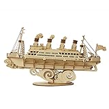 ROBOTIME 3D Puzzle Ship Model Kit 7.5'' Wooden