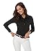 Atnlewhi Women Basic Long Sleeve Button Down Shirts Simple Pullover, Black, M