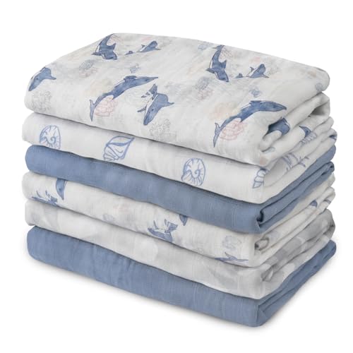 Muslin Receiving Blankets 27x27 Inch, Soft Cotton Baby Blankets, Breathable Multi-Use Muslin Cloths for Feeding, Cleaning, and Travel, Set