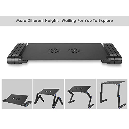 Femor Laptop Stand for Bed and Sofa, Adjustable Lap Desk Portable Laptop Table Stand with 2 CPU Cooling Fans and Mouse Pad for 10in - 17in Notebook, MacBook and Tablet - Thumbnail 4