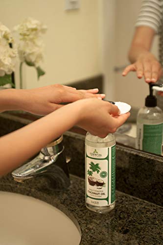 Fractionated Coconut Carrier Oil - Beauty in a Bottle - 100% Pure and Natural Therapeutic Grade - 16 oz with Premium Pump - Perfect for Aromatherapy, Massage, Hair and Skin Care by Essential Oil Labs - Thumbnail 4