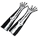 Gryphone House Halloween Long Gloves Skeleton Bone Gloves Full Finger Gloves for Halloween Party Fancy Dress Costume Accessories Black