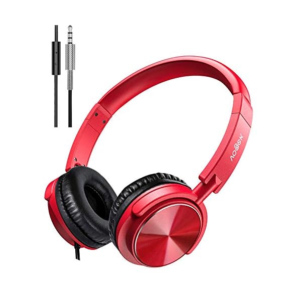 Vogek-Wired-Headphones-with-Microphone-Foldable-On-Ear-Headset-with-Deep-Bass-Adjustable-Headband-and-Noise-Isolation-for-Smartphone-Computer-Laptop-Chromebook-Zoom-Discord-Red Vogek Wired Headphones with Microphone, Foldable On Ear Headset with Deep Bass, Adjustable Headband and Noise Isolation…