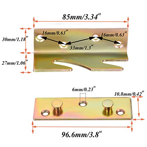 Socell 4 Sets Bed Rail Brackets Heavy Duty NoMortise Bed Rail Fittings