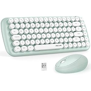 Jelly-Comb-Wireless-Keyboard-and-Mouse-Set-24Ghz-Wireless-Cute-Retro-Round-Key-Caps-and-Ergonomic-Mouse-Combo-for-Windows-PC-Notebook-Laptop-UK-Layout-Green Jelly Comb Wireless Keyboard and Mouse Set, 2.4Ghz Wireless Cute Retro Round Key Caps and Ergonomic Mouse Combo for…
