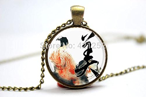 Pretty Lee 2015 Fashion Japanese Calligraphy Sumie Zen Necklace Art Pendant Silver Plate Glass Photo Cabochon Necklace Christmas gift