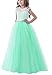 Maxi Long Floor Length Elegant Flower Girls Dresses For Wedding Birthday Pageant Prom Party Dresses Sleeveless Girl Dress Ball Gowns Lace Formal Sundresses Size 7-16 (Mint Green, 160)