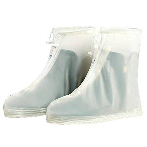 Fashion White Waterproof Shoes Cover Rain Shoes Cover Anti-Slip Reusable Foldable Snow Overshoes Women Men Kids for Cycling,Outdoor,Camping,Fishing,Garden,Size 2XL
