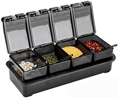 Shypt プラスチック調味料ボトル キッチンには調味料ボックス ソルトシェーカー調味料の組合せ家庭用ストレージプラスチック用品