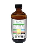 Alive Herbals Black Seed Oil Organic Cold Pressed - 100% Raw Unfiltered, Vegan & Non-GMO, No Preservatives & Artificial Color. Amber Glass 8 oz. (8 OZ Glass bottle)