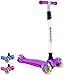 BELEEV Scooters for Kids Ages 3-12, 3 Wheel Kick Scooter for Toddlers Girls Boys, Adjustable Height, Lean to Steer, Extra-Wide Deck, Light Up Wheels, Lightweight Push Scooter for Children (Purple)