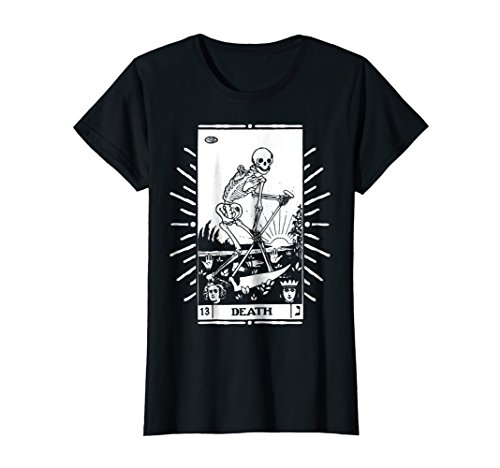 Womens VINTAGE TAROT CARD T SHIRT, DEATH CARD, OCCULT SHIRT - TAROT Large Black