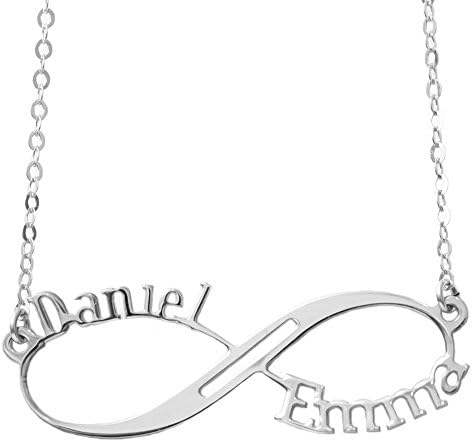 White Gold Infinity Necklace- 14k Solid White Gold- Infinity Name Necklace- with Two Names- Any Two Names of your Choosing- Personalized Infinity Necklace