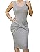 ALLEGRACE Womens Sleeveless Sexy Bodycon Midi Bandage Party Evening Dresses Gray L
