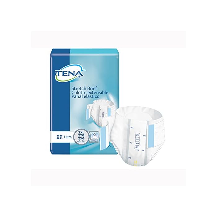 TENA Stretch Ultra Brief, 2X-LARGE, Tab Closure, Disposable Heavy Absorbency, 61390 - Case of 64